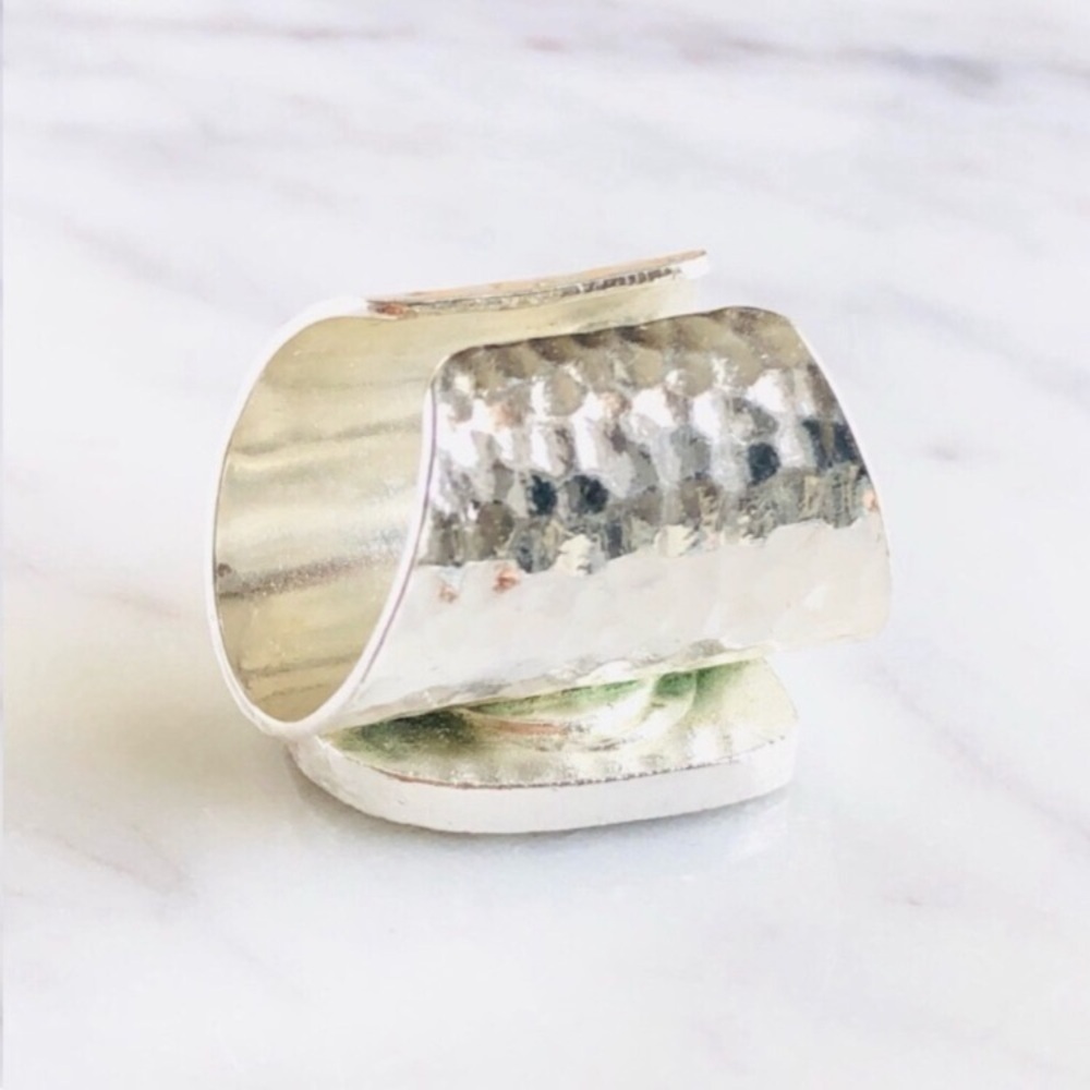 Apatite Statement Silver Cuff Ring - image 7